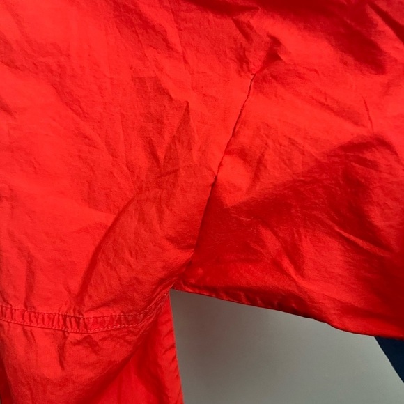 Tory Burch Colorblock Poplin Tunic Top V-Neck 3/4 Sleeve Tie Waist Tasseled - Picture 4 of 11